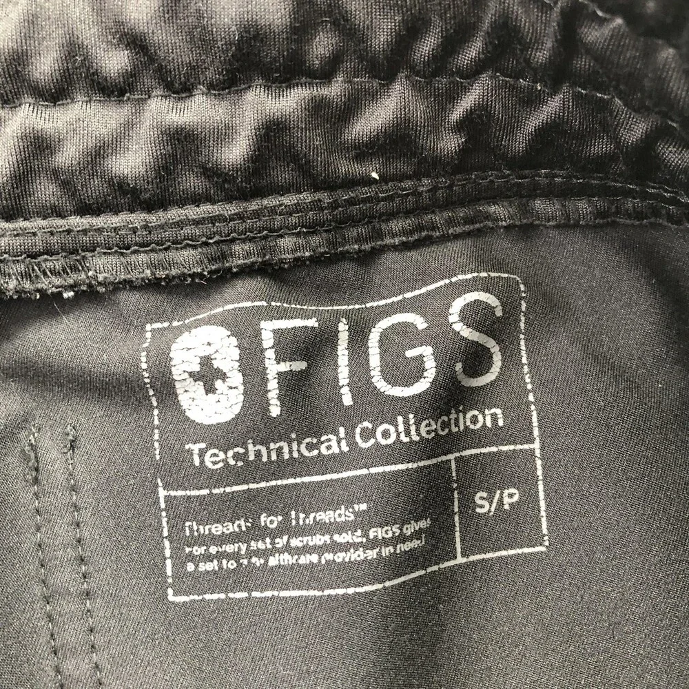 FIGS Scrub Pants Womens Small Black Technical Collection Jogger Cargo Pockets